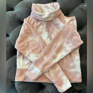Old Navy Cropped Microfleece Funnel-Nexk Sweatshirt Pink Tie-Dye Women’s XS
